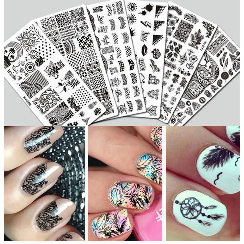 

Nail Art Stamping Plates Flower Leaf Flamingo Classic Pattern Printing Stencil Manicuring Stamp Templates Nail Tools Supplies