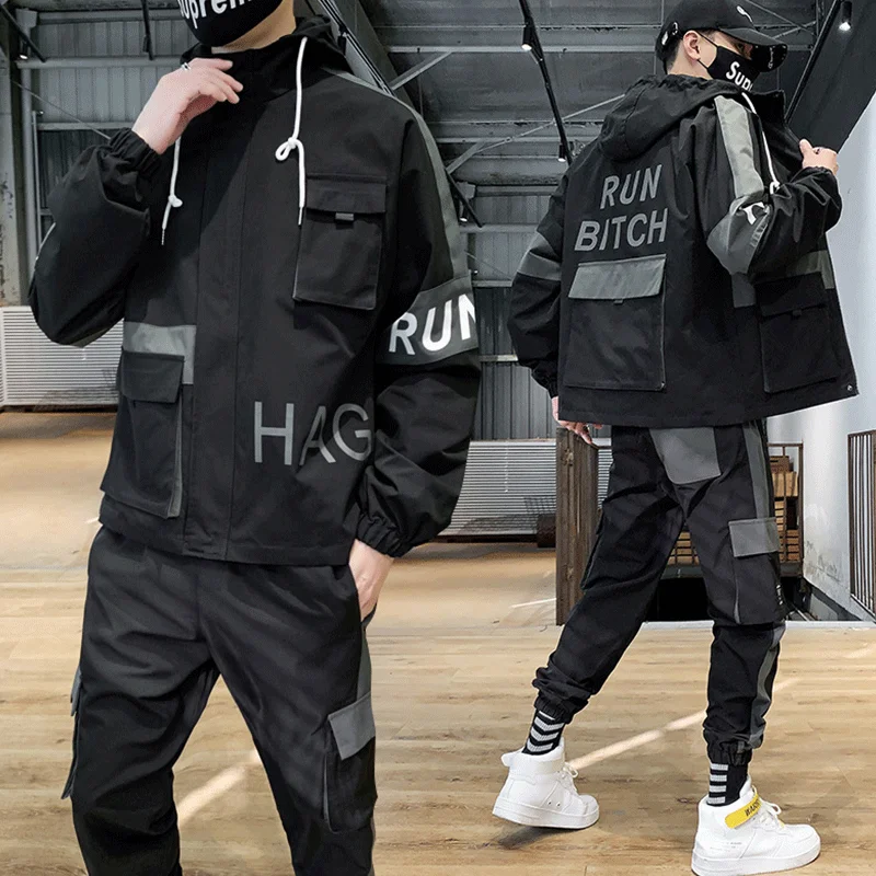 

Tooling suit male Korean version of the trend of wild casual two-piece sports function clothing new spring