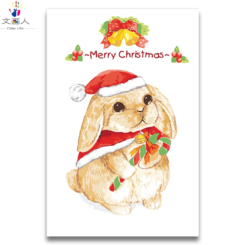 Детская картина маслом для девочек по номерам Детский Рождественский подарок