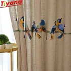 Вышитый тюль занавески с изображением птиц для гостиной, льняные занавески, ткань с птицами, белая однотонная вуаль, тюль WP432 # HS