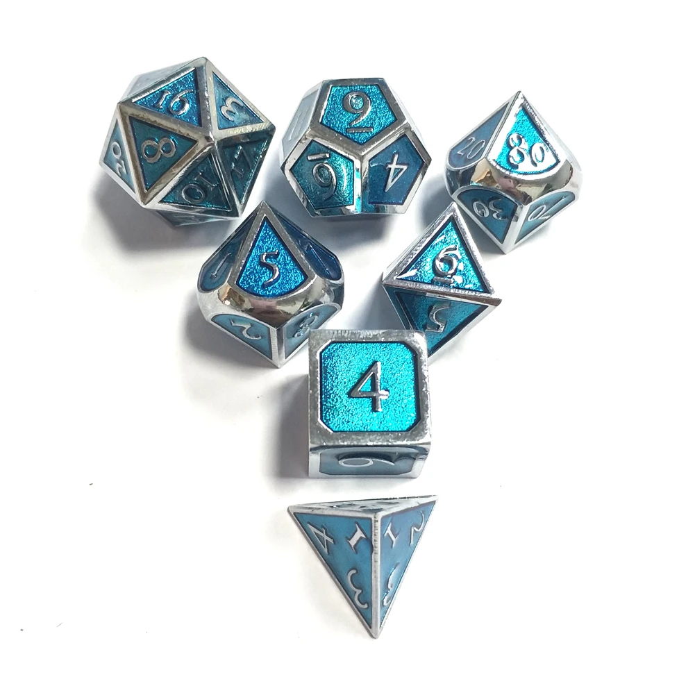 

7pcs/set New Modern Six Sided Dice Game for Dungeons & Dragons Innovative RPG Dice D&D Metal Mixed Color Dice Set High Quality