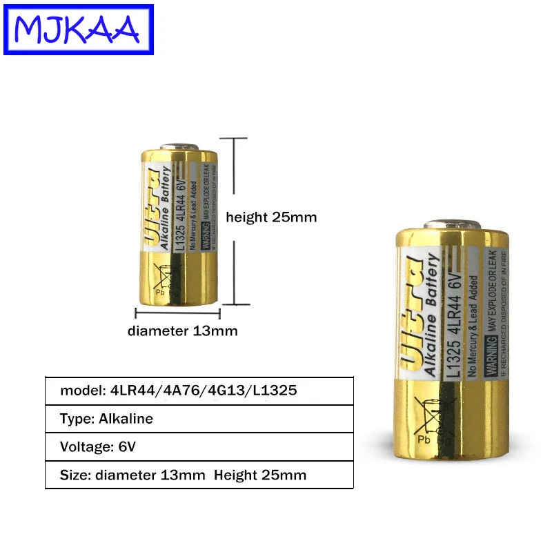 MJKAA 50 шт. 4LR44 L1325 6V Первичная сухая щелочная батарея Высокое качество ячеек батареи