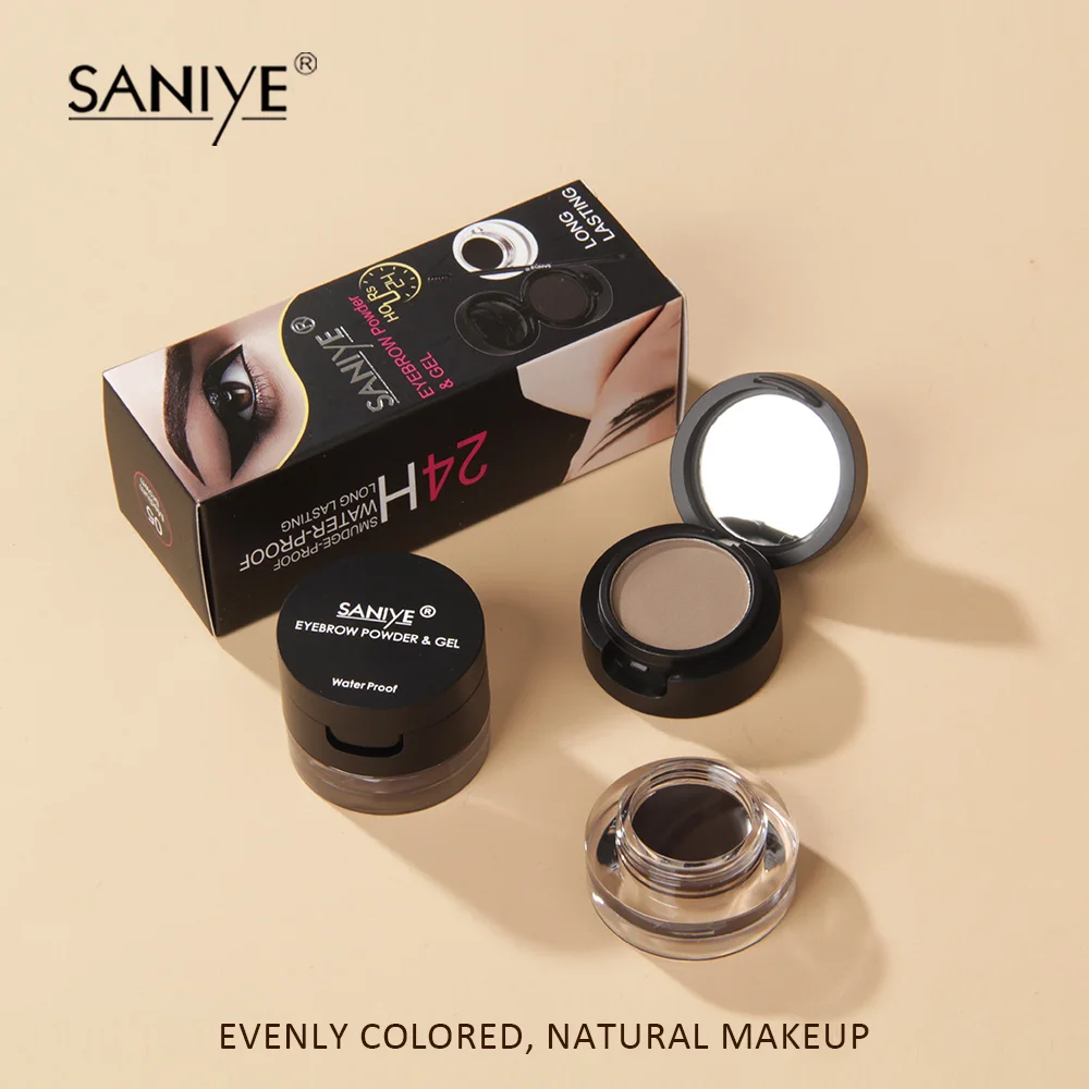 SANIYE 2 в 1 водонепроницаемый BrowGel пудра для бровей Гель крем с кисточкой карандаш