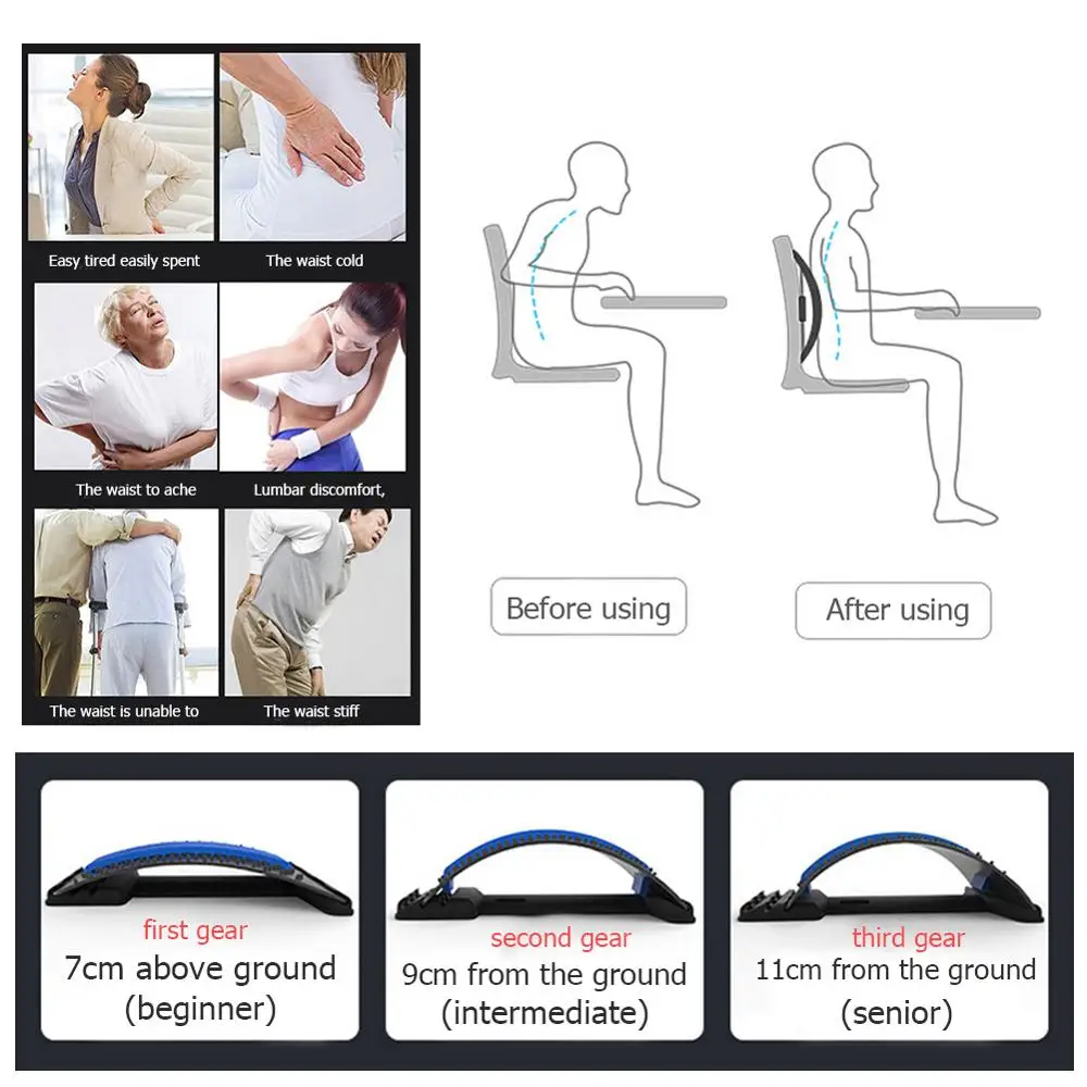

1pc Back Stretch Equipment Massager Massageador Magic Stretcher Fitness Lumbar Support Relaxation Spine Pain Relief Dropshipping