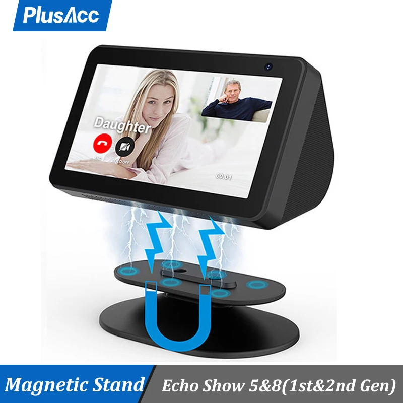 PlusAcc Magnetic Stand for Echo Show 8 5 (1st &amp 2nd Gen) with Swivel Tilt Adjustable Function to Get Good Viewing/Camera Angle |