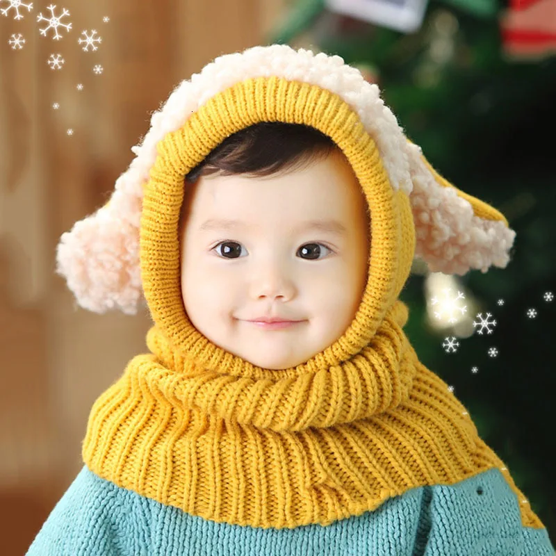 

Children's winter hat girl boy warm hat shawl suit baby hood baby tray girl beautiful hat boy Christmas gift winter new style