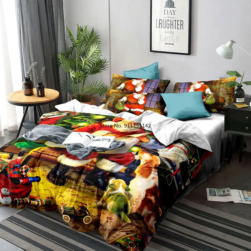 Лидер продаж 3D Рождественский узор HD печать домашний текстиль Санта-Клаус