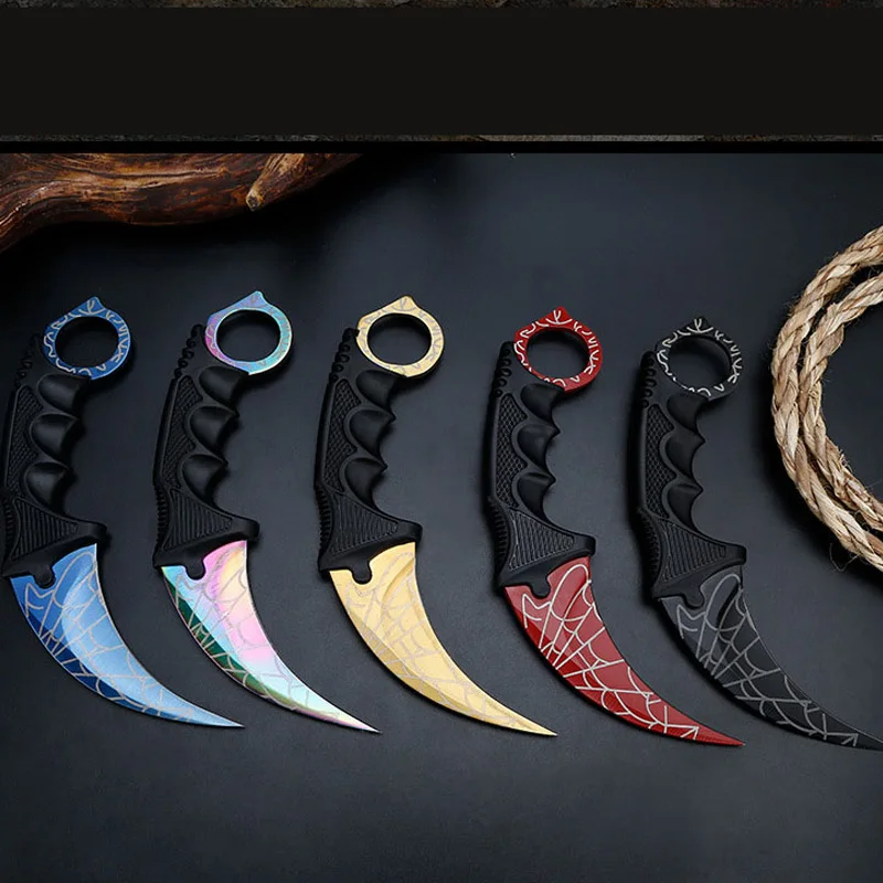 

Real Counter Strike Karambit Knife Fixed Blade Lore Sheath Tiger Tooth Rainbow Tactical Survival Tool Hunting Knifes