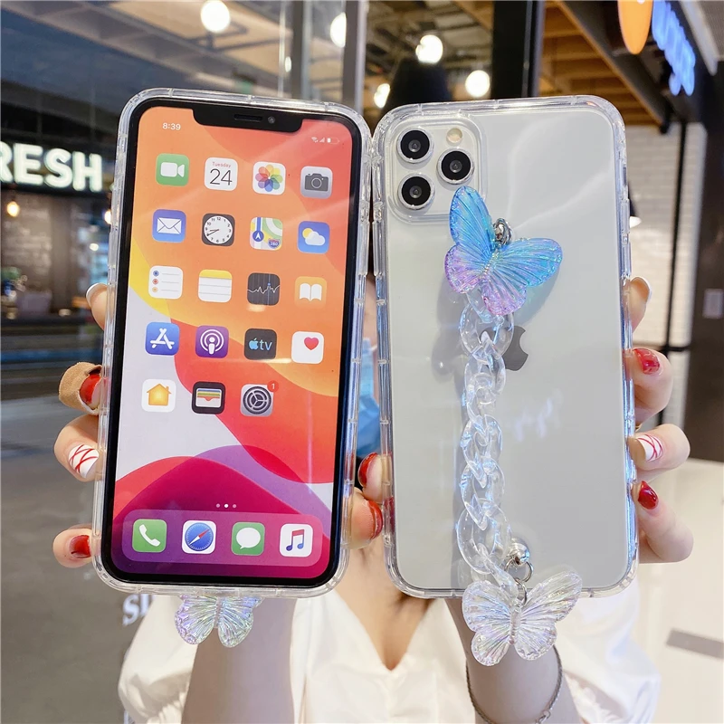 

Glitter Butterfly Bracelet Soft Phone Case For Samsung Galaxy S21 Note 20 Ultra A41 S10 S9 S8 Plus S7 Edge Note 10 Lite Note 8 9