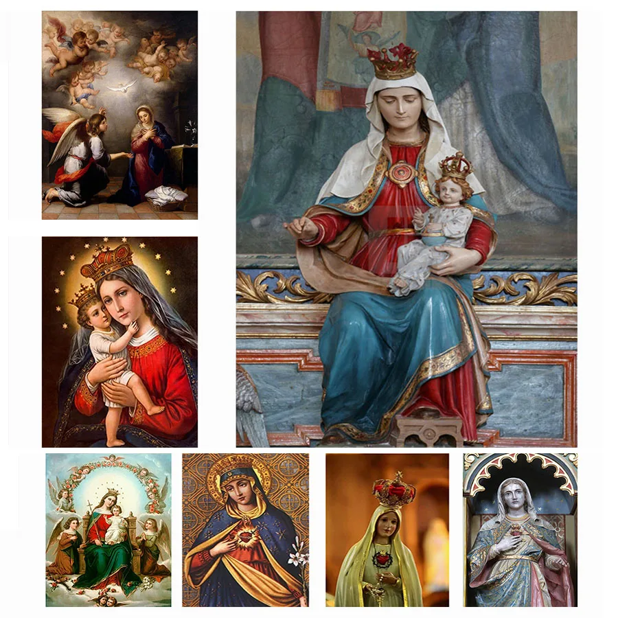 Алмазная картина Мадонна и Мария дети полноразмерная Круглая Мозаика сделай сам