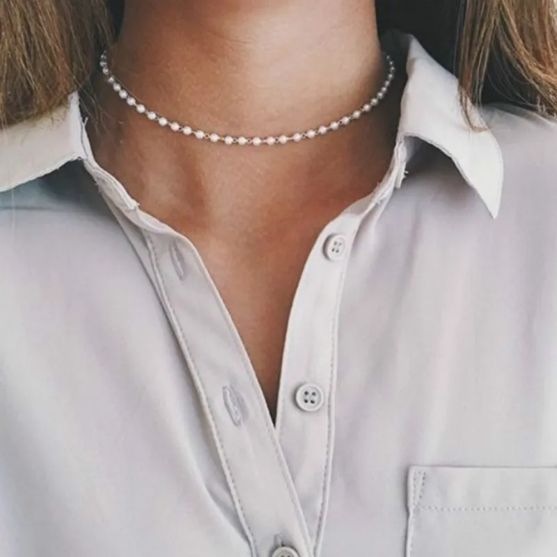 

Retro Pearl Beaded Necklace, Simple and Fashionable Necklace, Handmade Charm Jewelry for Women Friends Gif