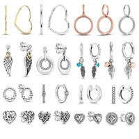 2021 new 925 sterling silver ear studs asymmetrical heart hoop earrings for women diy jewelry gift women fashion silver earring