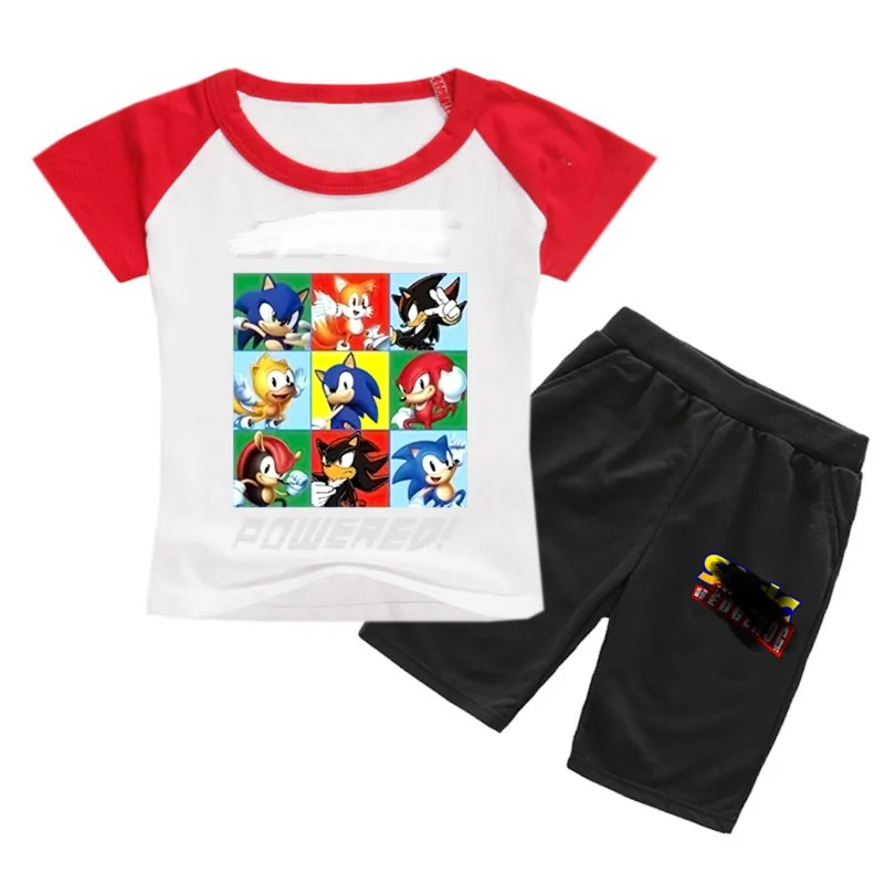 

summmer boys girl set cartoon hot stamping printing jeans children's clothing set 5016