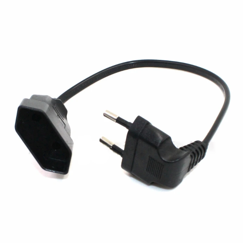 

European Standard Two Plug Male And Female Extension Cord 2 Cores 2 Prong 90 Degree Cord 0.6 Meters/1.8M