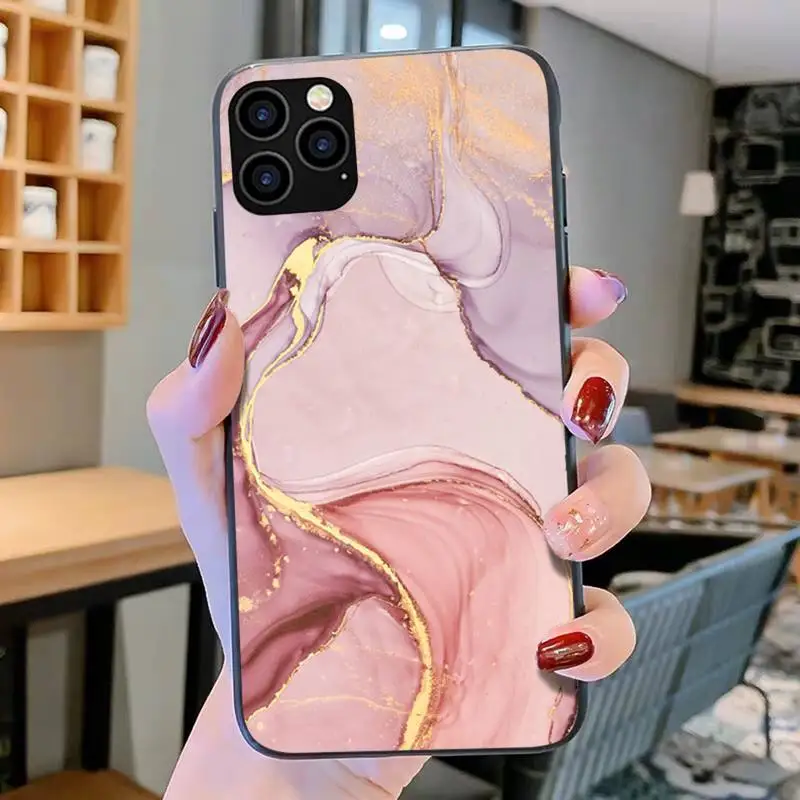 

Pink marble Phone Case for iPhone 8 7 6 6S Plus X SE 2020 XR 11 12 Pro mini pro XS MAX Silicone Case