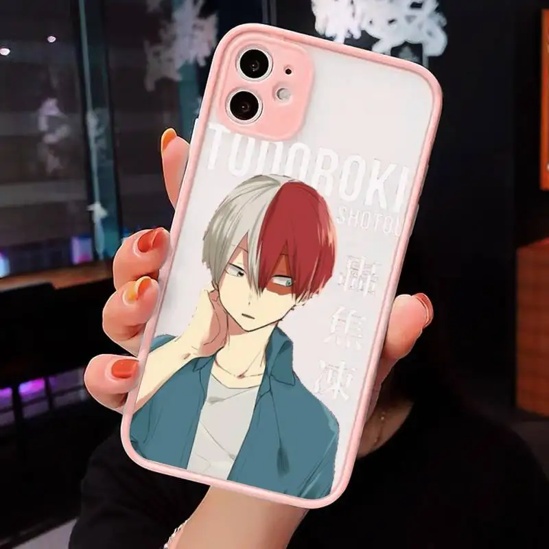 

My hero academia Phone Cases Matte transparent For Pink iPhone 12 Mini 11 Pro XR XS Max 7 8 Plus X Back Cover