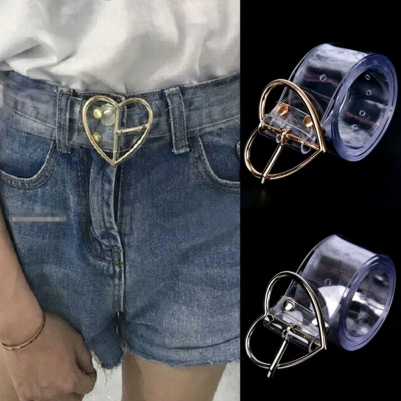 

1PC Long Transparent Belt Heart Pin Buckle Waist Female Belt Waistband Gift