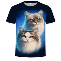 new fashion animal t shirt men and women couples with two cats 3d printing t shirt summer short sleeved top harajuku street