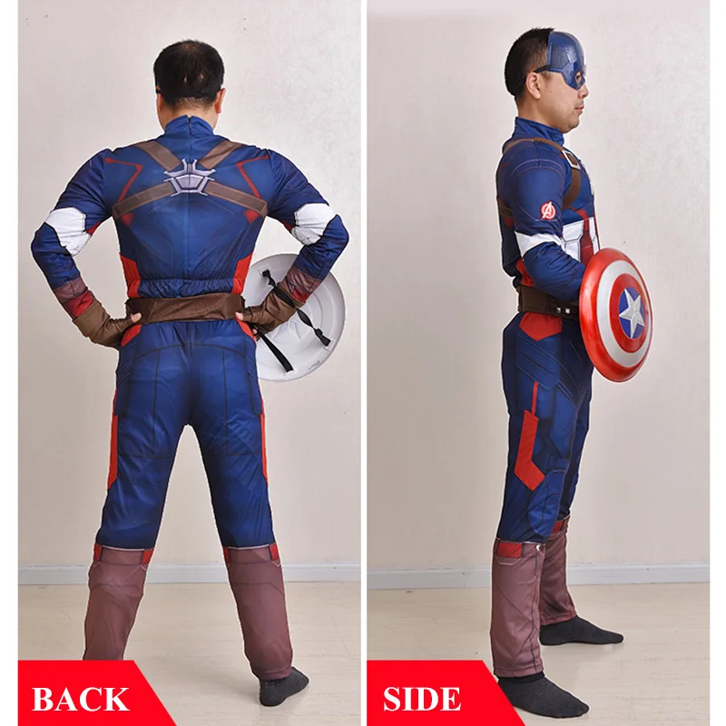 Детский костюм с мышцами косплей Мстители Капитан комбинезон капитаном Америка