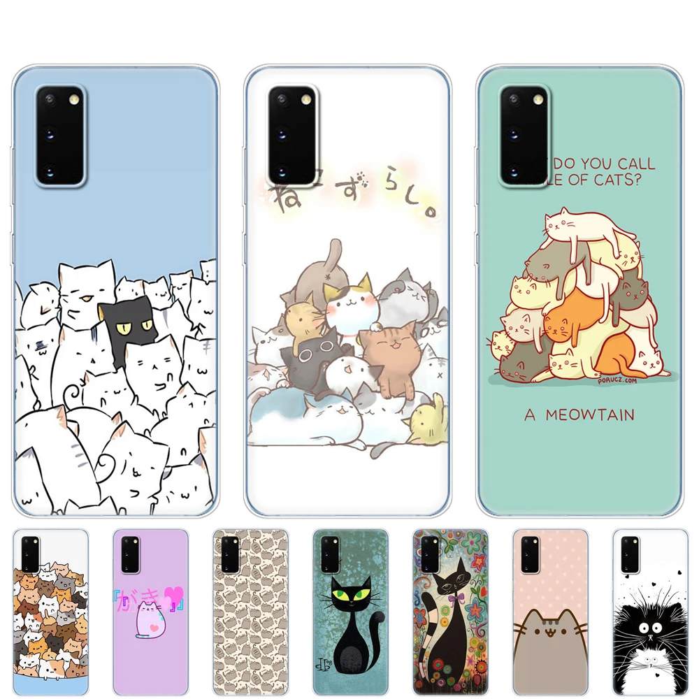 Чехол для samsung galaxy S20 PLUS Ultra S10 lite, чехол для телефона samsung note 10 plus lite, чехол с милым забавным котом