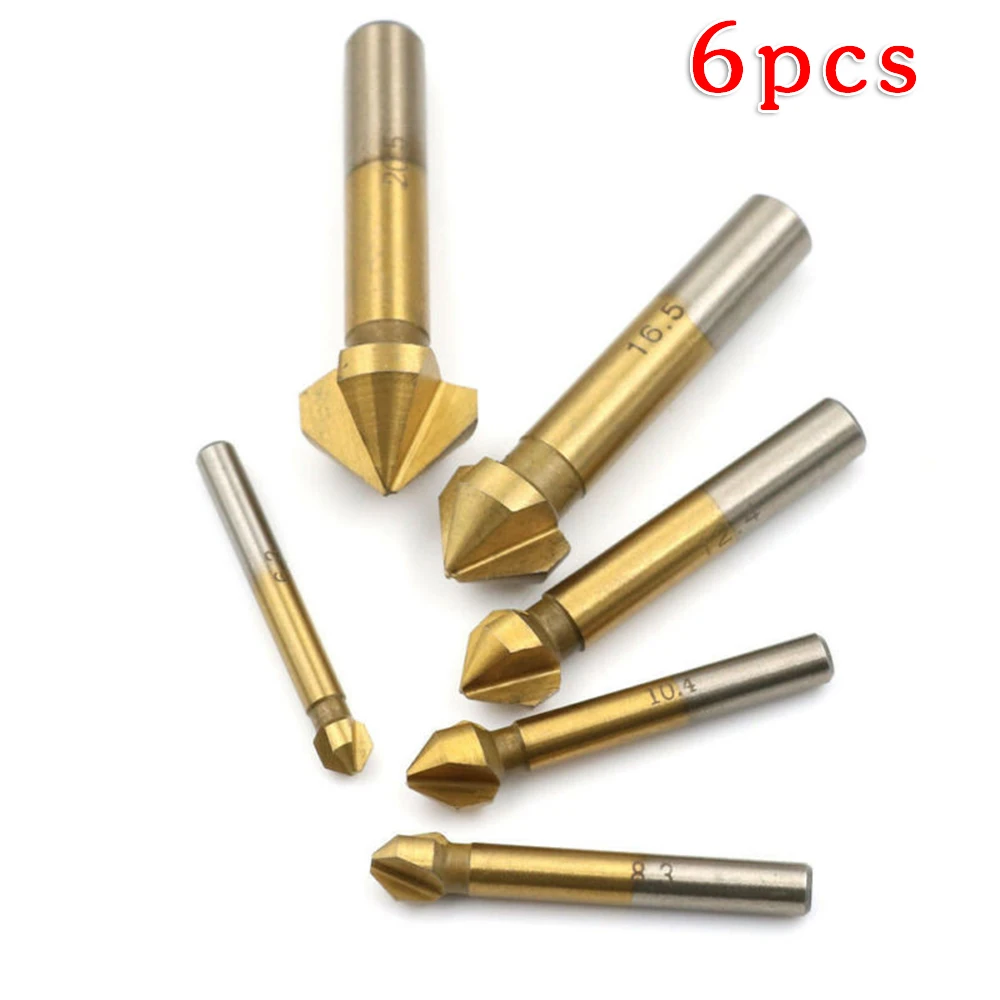 

Supplies Chamfer Cutter 6pcs Set High speed steel Countersink End Mill