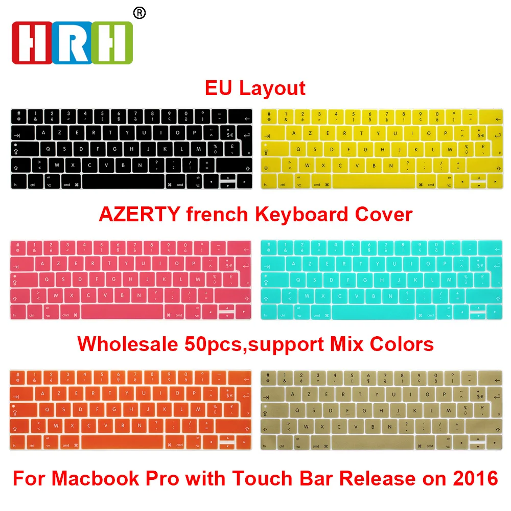 Чехол HRH для клавиатуры силиконовый Macbook Pro 13 дюймов A1706 и 15 A1707A2159 2018/2019 с сенсорной