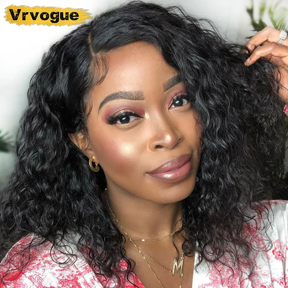 Парики из коротких бобов волнистые волосы 4x4 парики натуральных волос на шнурках