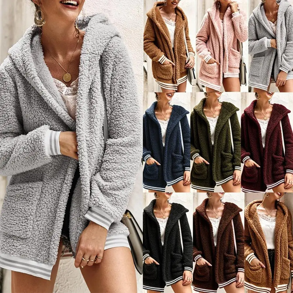 Женские куртки размера плюс женская зимняя парка шерстяные пальто с капюшоном