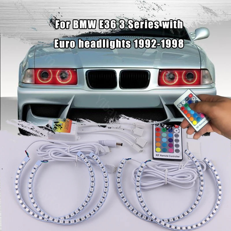 Angel Eyes Тюнинг для BMW E36 3 серии с европейскими фарами 1992-1998 RGB LED кольцевые DRL автомобильные фары аксессуары ретрофит.