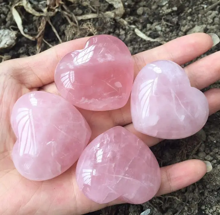 2.5 - 3cm natural crystal heart quartz rose heart specimen