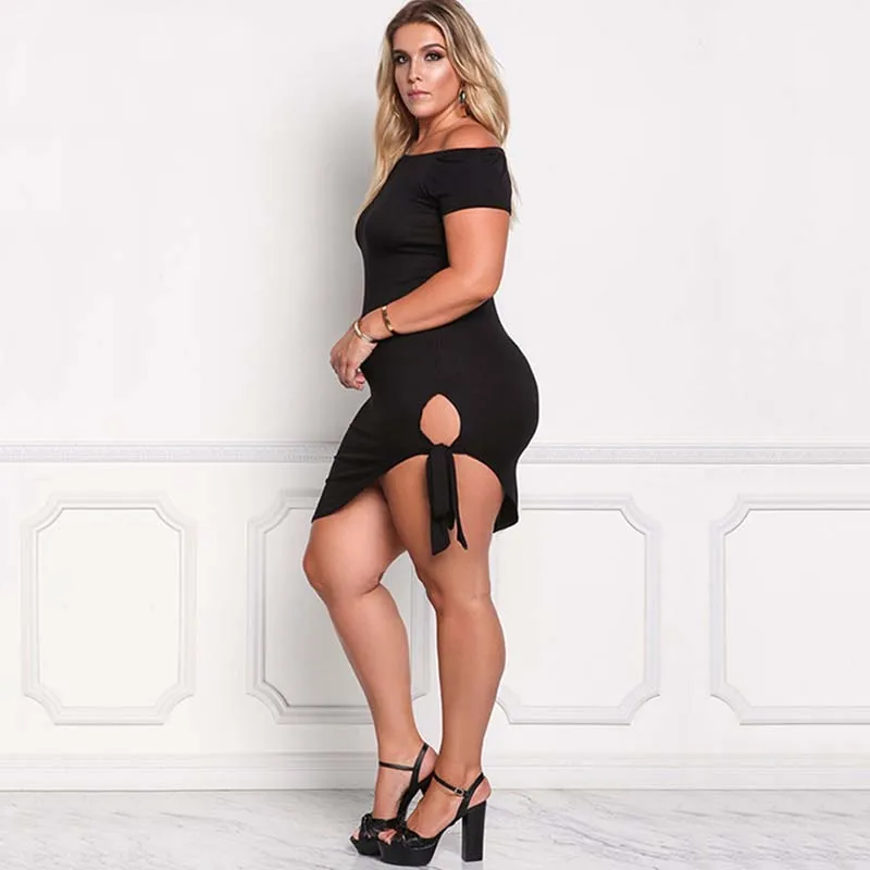 WHZHM черные вечерние платья с коротким рукавом бантиком и шнуровкой обтягивающие