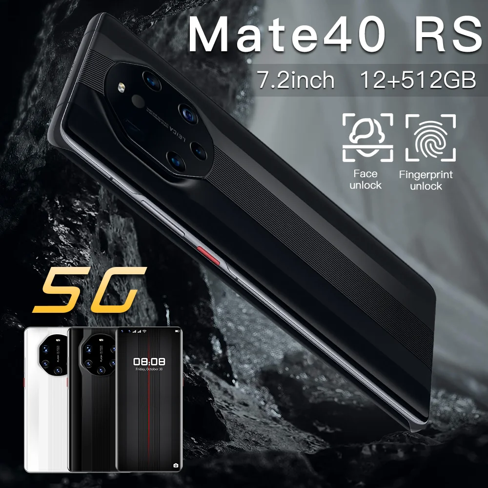 

New Global VersionMate40 RS Andriod Smart Phone 7.2 Inch 12+512MB 10 Core Processor 24+48MP HD MTK6889 5G LTE