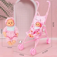 hot 1pcs pink assembly baby stroller trolley nursery furniture carts toys for barbie doll christmas birthday gift