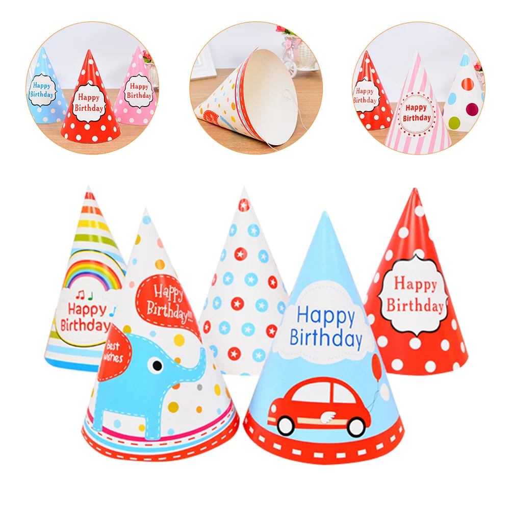 

25pcs Lovely Birthday Party Hats Birthday Pointed Hats Decor Cone Hats