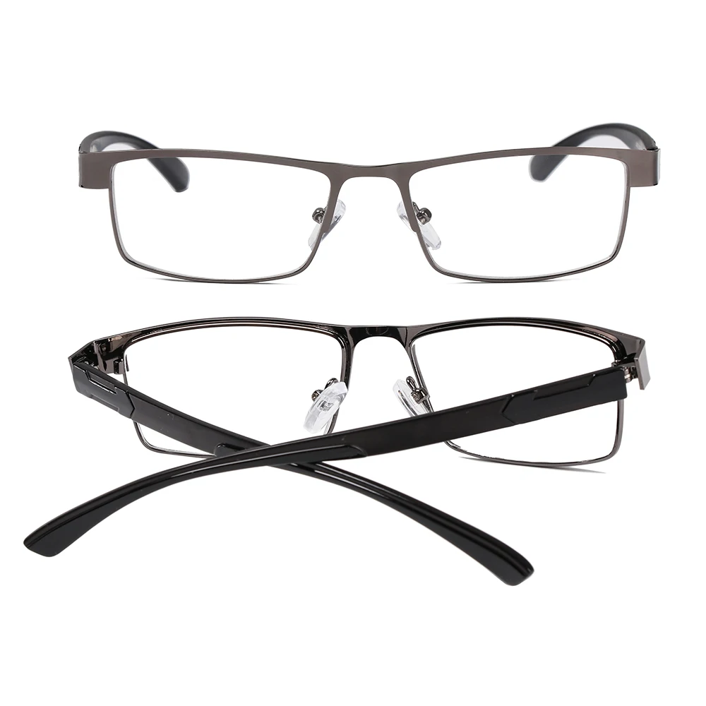 Hot Men's Business Reading Glasses Titanium Alloy Frame Ultra Light Resin Eye Wear Hyperopia Presbyopia Prescription Glasse - Цвет оправы: Grey 1