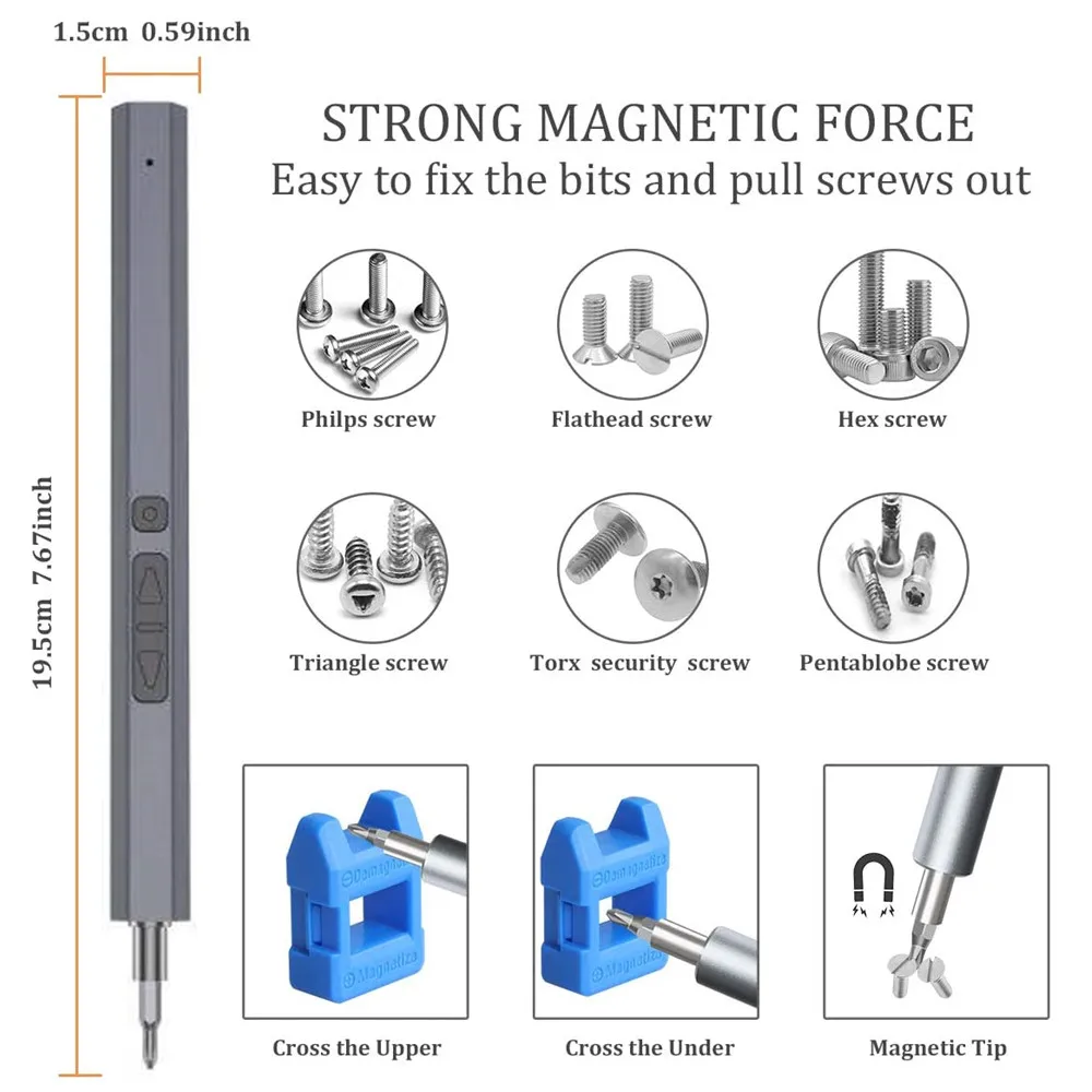 wozobuy portable cordless mini electric screwdriverwith 40 precision bitshandy repair tool for phone watch camera laptop free global shipping