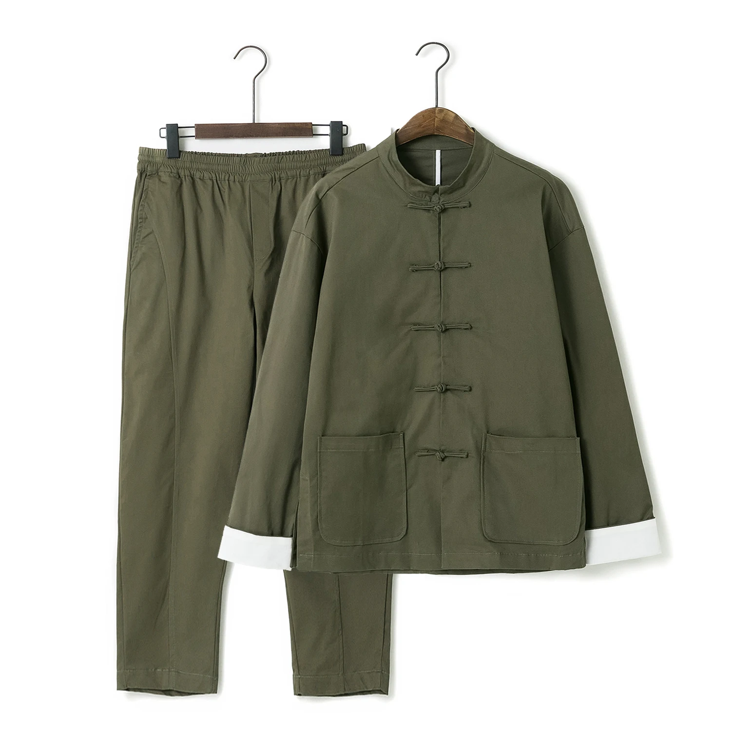 Осенняя мужская одежда в китайском стиле костюм Тан ретро Молодежный из двух