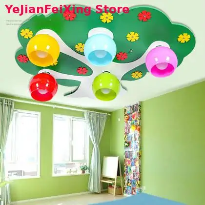 

Simple post-modern children's room ceiling lamp creative green tree LED eye protection lamp boy girl living room bedroom lamp