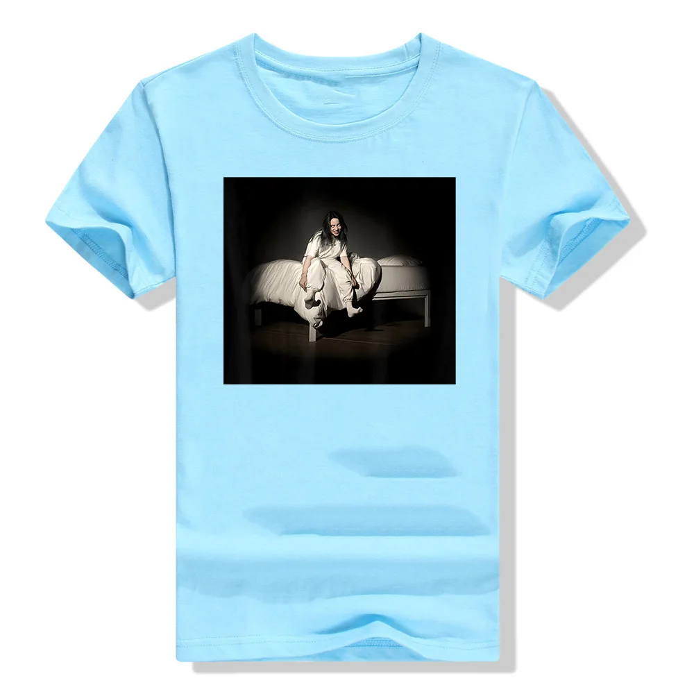 Небесно-голубой Черная футболка Billie Eilish Sweet Dreams S 3Xl Подарочная футболка на день рождения - Цвет: Небесно-голубой