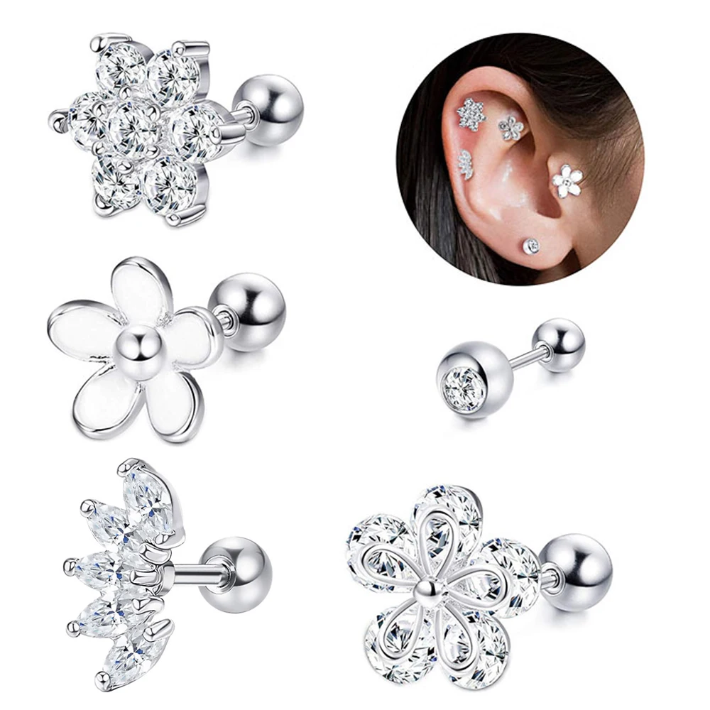 Набор серег для пирсинга серьги с кристаллами в форме цветка козелка уха завитка