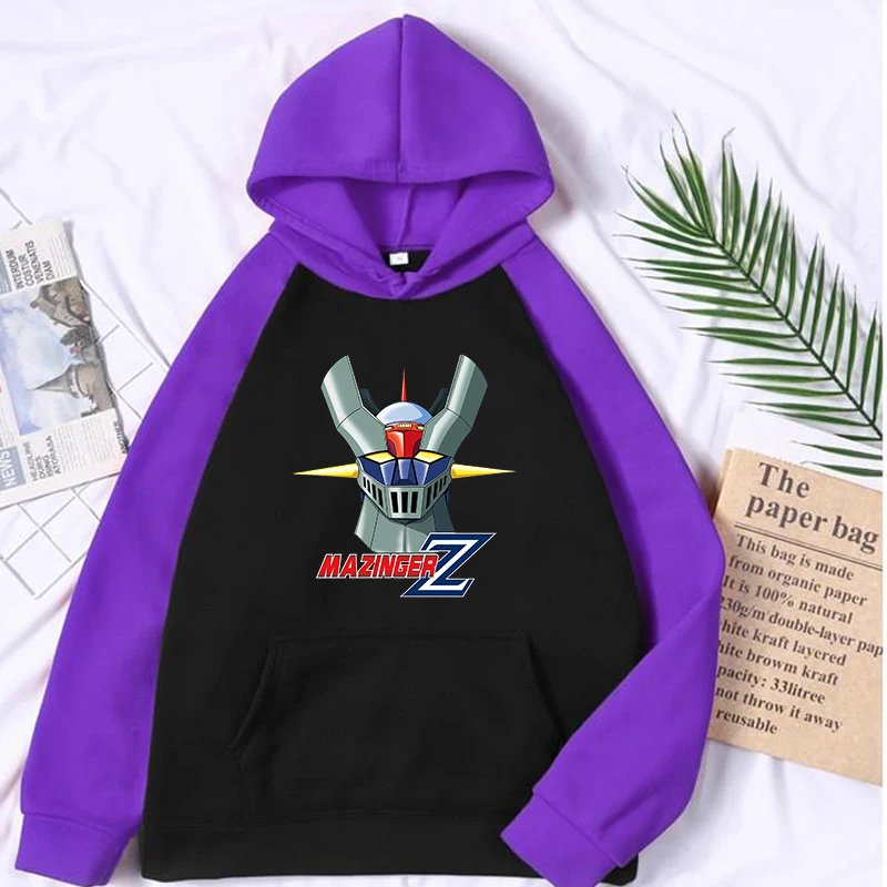 

Mazinger Z Japanese Anime Brand Sweatshirt Hoodies men's Crewneck Tracksuit Autumn Winter Fleece Pullovers Harajuku Streetwear