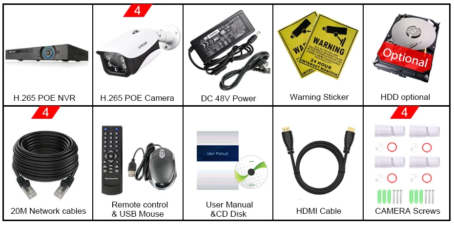 Loxcam H.265+ 8CH 5MP POE NVR Системы HD 48V 2MP 1080P@ 25fps Открытый водонепроницаемый POE IP Камера дневной и ночной режимы видеонаблюдение Системы
