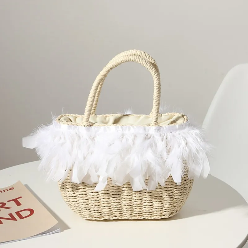 

Straw bag female new style fairy feather woven bag fashion handbag seaside travel vacation beach bag