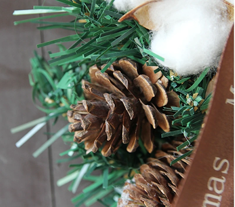 Artificial Handmade flower Wreath Cotton pine cone Wedding Christmas Decor DIY Hanging Weaved Garlands Crafts accessory |