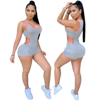 summer short rompers sexy hollow out women sport rompers hip lift jumpsuit