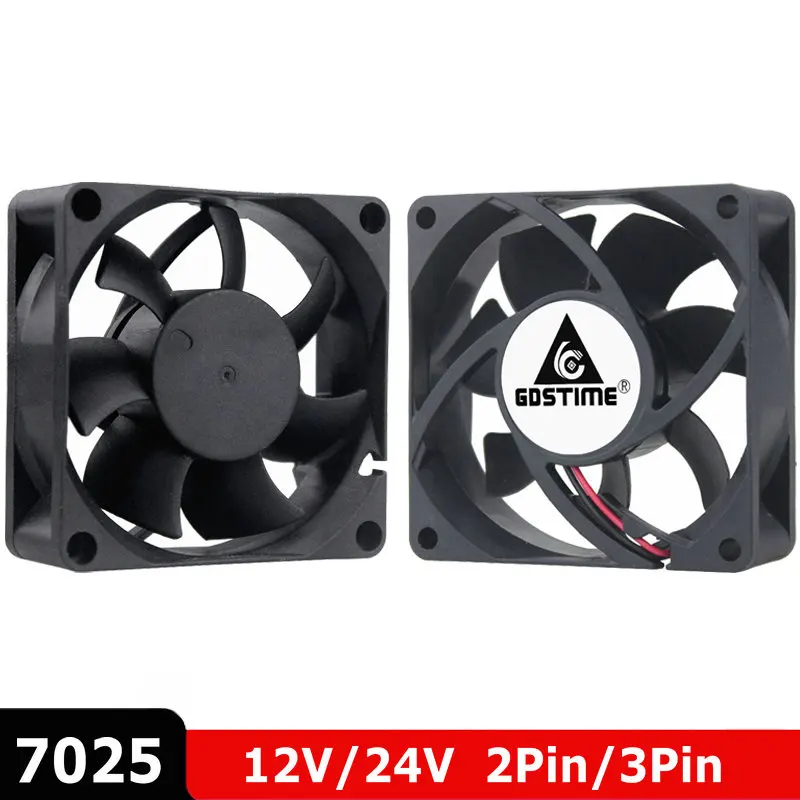 

2Pcs/Lot Gdstime 70MM 7CM 7025 DC 12V 24V 2Pin 3 Pin Computer CPU Cooler Cooling Fan 70x70x25mm