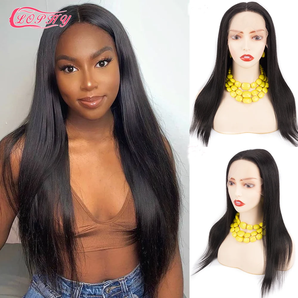 13x5x1 Straight Lace Frontal Human Hair Wigs T Part Wig Brazilian Remy Human Hair Wig For Black Women  Lace Wig Density 150%