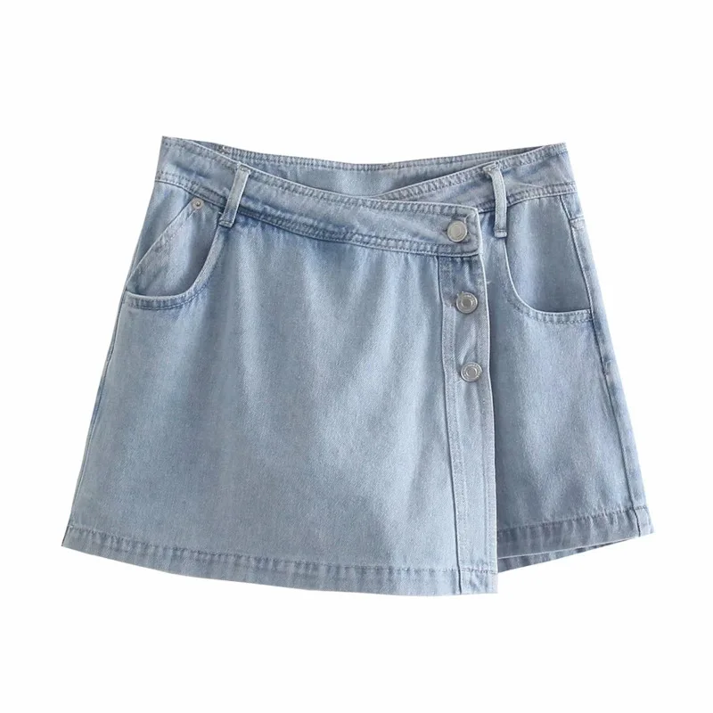 

New 2021 Women Vintage Pockets Solid Hole Leisure Shorts Skirts Ladies Fashion Casual Slim Button Hot Shorts Chic Pantalone