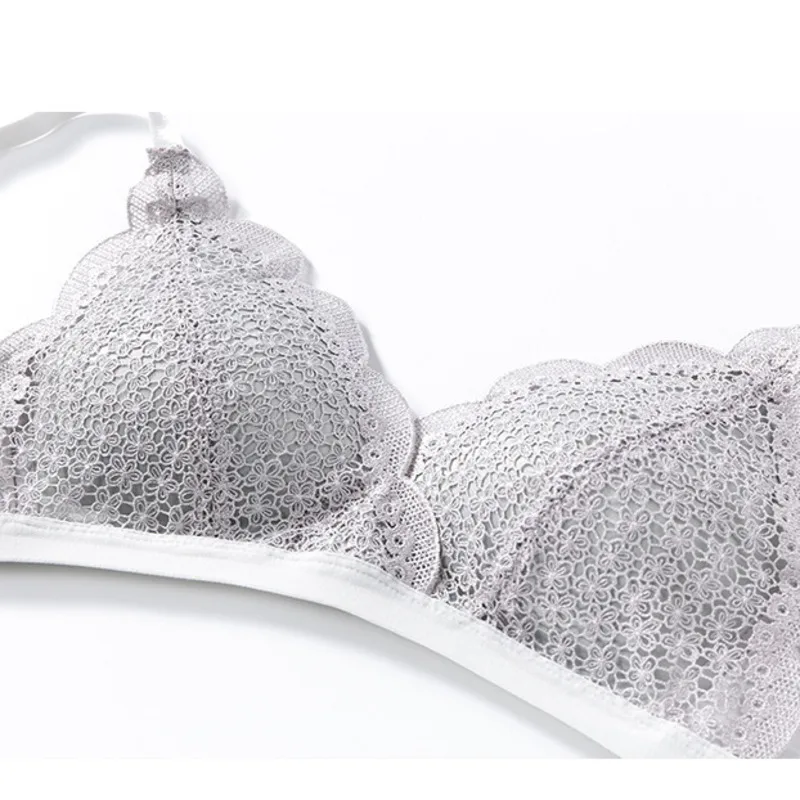 

No Steel Ring Women Sexy Underwear Bra 3/4 Cup Lace Trim Cute Active Bra Lingerie Soft Push Up Bras Hot