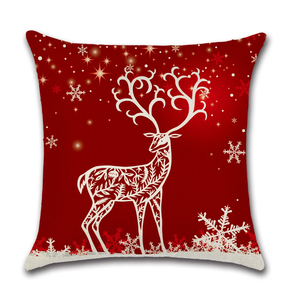 Красная рождественская наволочка 45x45 см подушки с принтом оленя наволочки для